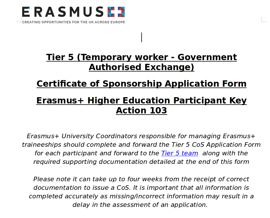 Tier5 CoS Application Form